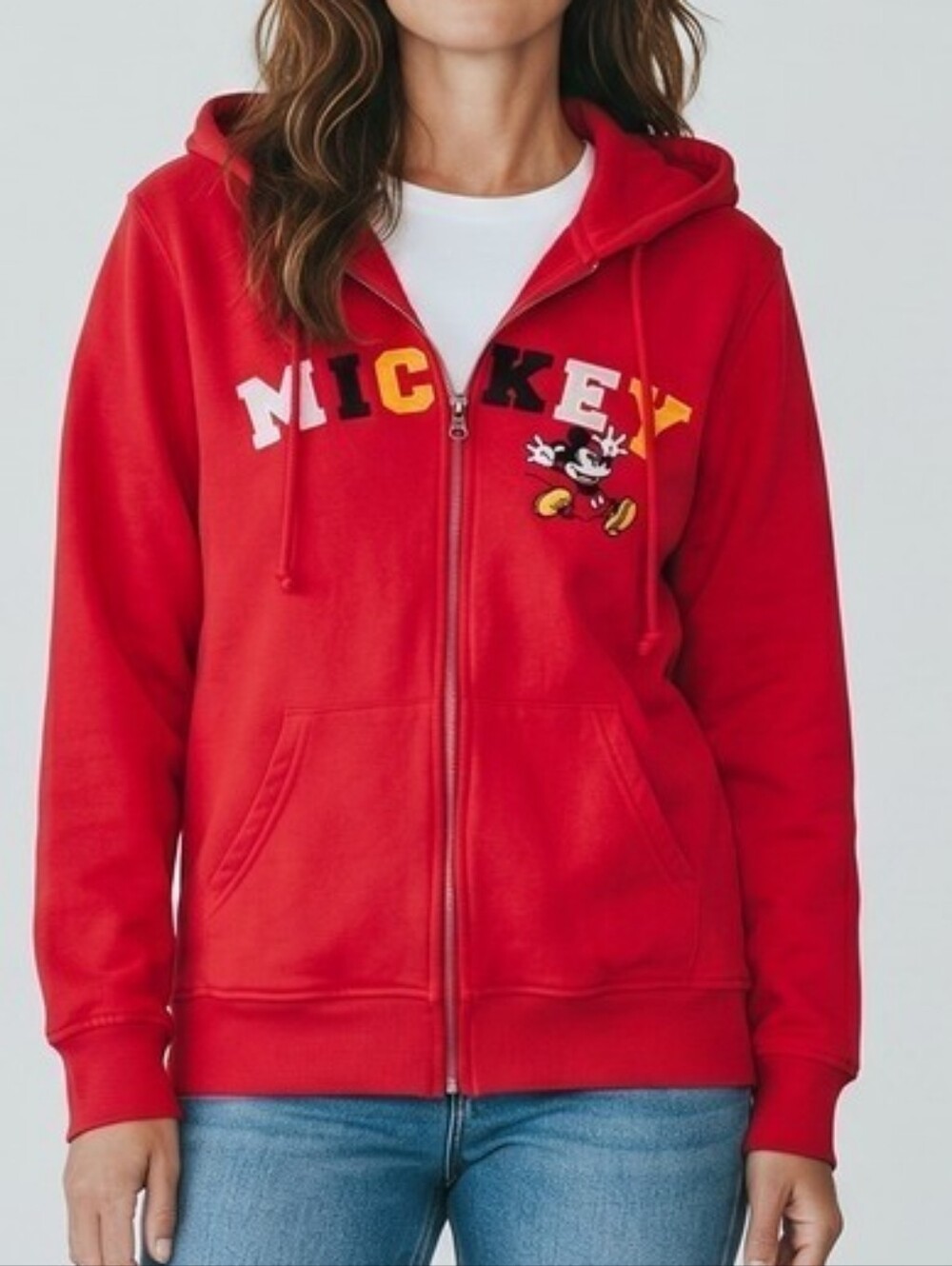 Disney Parks Mickey Mouse Red Full Zip Hoodie Sweatshirt Women's Medium